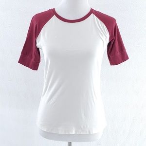 Heritage 1981 Maroon White Half Sleeve Blouse